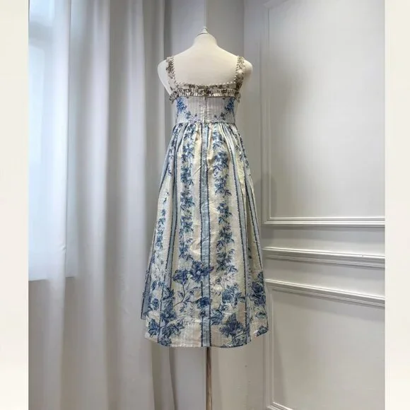 Agua by Agua Bendita Barbara Bougainvillea embellished printed linen midi dress - Picture 15 of 15